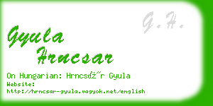 gyula hrncsar business card